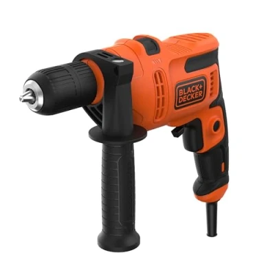 Imagen de BLACK+DECKER Taladro percutor 500W, portabrocas 13mm, velocidad variable hasta 2900 rpm, impactos 0 49300 ipm, incluye empuñadura lateral, sistema reversible, BEH200 QS