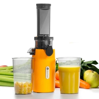 Imagen de Ventray Ginnie Extractor de zumos y Verduras Slow Juicer con función masticación inversa, Licuadora para Frutas, Fácil Limpiar, Extracción Lenta 60 rpm, Sin BPA, Negro