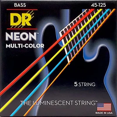 Imagen de DR Strings HI DEF NEON™ cuerdas de bajo multicolor colores: 5 medianas 45 125
