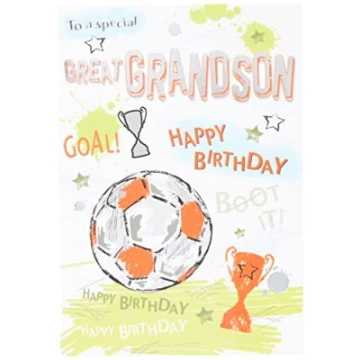 Imagen de Piccadilly Greetings Tarjeta de cumpleaños tradicional para nieto (17,78 x 12,7 cm), color blanco