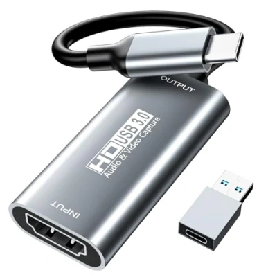 Imagen de XIIXMASK capturadora de Video, USB C 3.0, grabación vídeo Audio HDMI a en 1080P@60Hz, 2K@30Hz para enseñanza, radiodifusión, Juegos, Streaming, videoconferencia