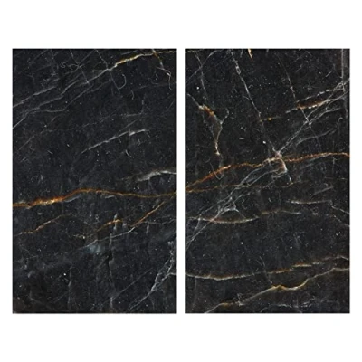 Imagen de Allstar Cocina de mármol Negro, Juego 2 Unidades, Cubierta Placa cocción y Tabla Cortar Cristal, Silicona Vidrio Templado, Multicolor, 30 x 0,8 52 cm