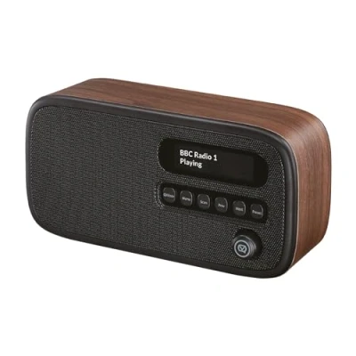Imagen de VQ Dexter Radio Dab Plus/Dab con FM, Altavoces Estéreo de 3W y Pantalla LCD Alimentada por Corriente Batería Portatil 60 Presintonías, Antena Toma Auriculares Nogal