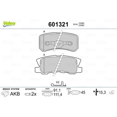 Imagen de VALEO 601321 Juego de pastillas freno Eje trasero con contacto avisador desgaste Chapa antichirridos MITSUBISHI: PAJERO 4, 3, ASX SUV