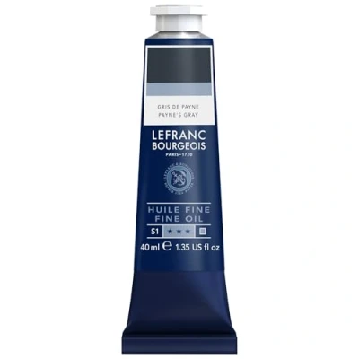 Imagen de Lefranc Bourgeois 301798 Pintura al óleo fina, calidad, resistente a la luz y de consistencia uniforme, tubo 40ml, ideal para lienzos tableros pintura, El gris Payne