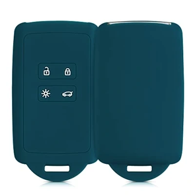Imagen de kwmobile Funda de Silicona Compatible con Renault Llave Coche Smart Key 4 Botones (Solo Keyless Go) Carcasa Protectora para Llavero Case Mando Auto petróleo Mate