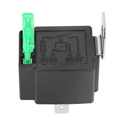 Imagen de Relé de coche DC 12 V 30 A 4 pines fusibles para automoción Contactos normalmente abiertos, fusible activado/desactivado con soporte (negro)