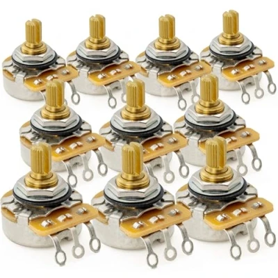Imagen de CTS 450G A250K Potenciómetros Latón Corto Split Shaft 1/4 Pulgada 10% Audio Taper Poti para Guitarra Eléctrica Bajo(Set de 10)