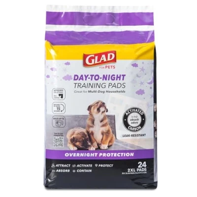 Imagen de Glad Almohadillas de Entrenamiento para Cachorros carbón Activado Mascotas, súper absorbentes y a Prueba Fugas, Perros tamaño Gigante, 24 Unidades, 30 x 36 Pulgadas