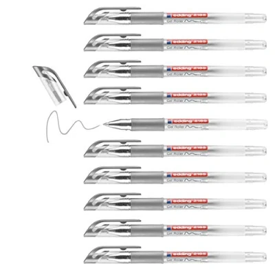 Imagen de edding 2185 roller gel plata 10 rotuladores 0,7 mm bolígrafo de para escribir, colorear o decorar bullet journals rotulador mandalas
