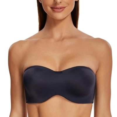 Imagen de MELENECA Sujetador con Aros sin Relleno Reductor Tirantes Bandeau para Mujer Azul Marino 80B