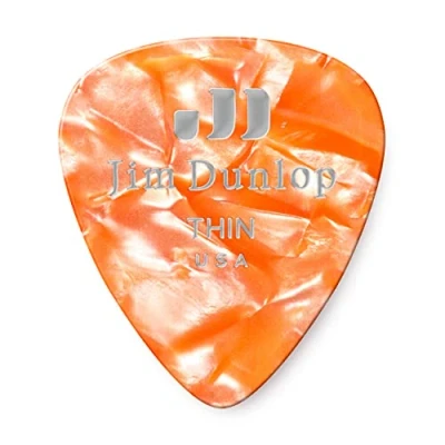 Imagen de JIM DUNLOP Púas Genuine Celluloid Classic, Saco de 12, Naranja Perlado, Flexible