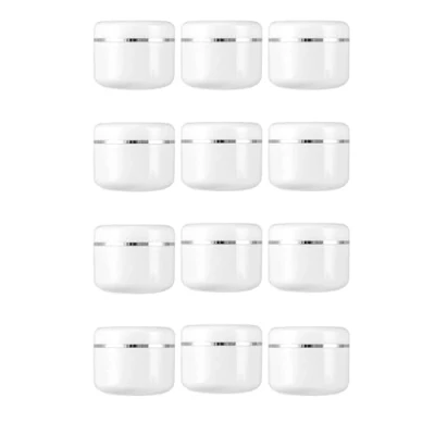 Imagen de Tarros de Crema Vacio,12 Piezas 50ml Cosméticos Envase Plástico Recipiente Muestra Pequeñas Latas Recargables con Pegatina y Mini Espátulas para Loción