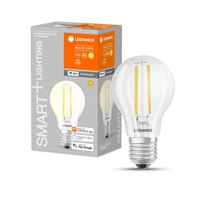 Imagen de LEDVANCE Smarte LED Lampe mit WiFi Technologie, Sockel E27, Dimmbar, Warmweiß (2700 K), ersetzt Glühlampen 60 W, SMART+ Classic Dimmable, 1er Pack