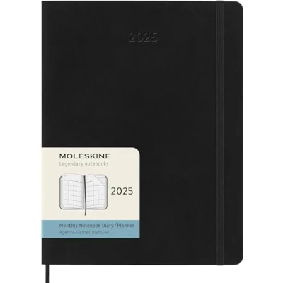 Imagen de Moleskine Monthly Planner, Agenda Mensual 12 Meses 2025, Tapa Blanda y Cierre Elástico, Color Negro, Formato Extra Grande 19x25 cm
