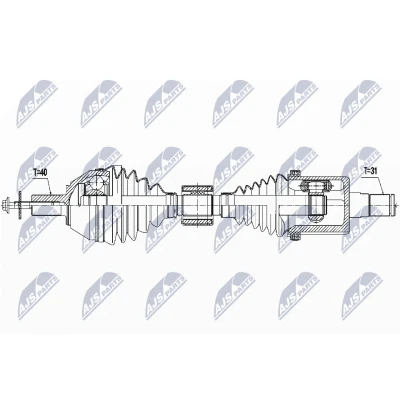 Imagen de NTY NPW VV 115 Árbol de Transmisión Eje delantero, izquierda 528 automática VOLVO: S80 II, V60 I norauto, oscaro, mister auto