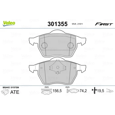 Imagen de VALEO 301355 Juego de pastillas freno FIRST Eje delantero excl. contacto avisador desgaste sin chapa antichirridos AUDI: Cabriolet B4