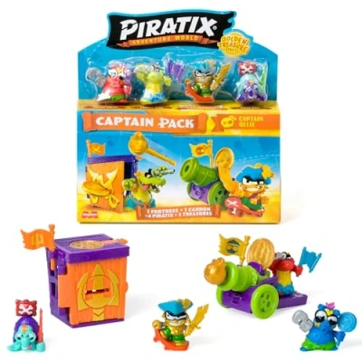 Imagen de PIRATIX Golden Treasure Series capitán Pack Ollie. Incluye 4 Piratix; 1 Dorado y Pirata Sorpresa, Accesorios, Fortaleza, cañón, 2 Tesoros exclusivos Banderas. 6 de
