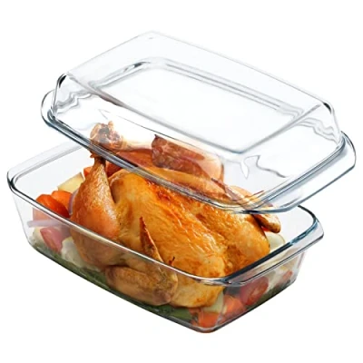Imagen de cacerola de vidrio 3 litros con tapa vidrio, utensilios cocina para microondas, rectangular horno
