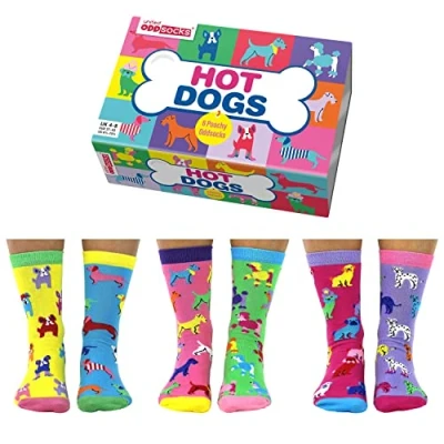 Imagen de United Oddsocks Hot Dogs Caja de 6 calcetines para mujer 37 42, multicolor, 4 8