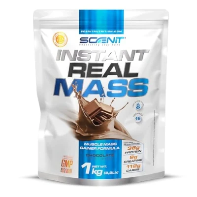 Imagen de Instant Real mass 1 kg Gainer Weight Ganador de Peso con proteína para aumentar masa muscular Creatina (1 kg, Chocolate)