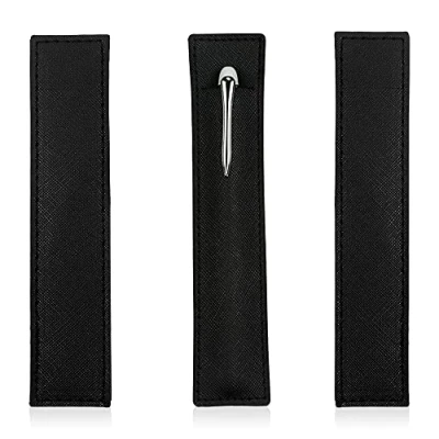 Imagen de Paquete de 6 fundas cuero para bolígrafo, estuche individual pluma estilográfica, organizador suave lápiz capacitivo, lápices, 3, color negro, 3 Count (Pack of 1),