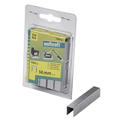 Imagen de wolfcraft Grapa de lomo ancho, acero extra duro, tipo 053 I 7046000 Ideales para fijar telas, tejidos y listones madera delgados