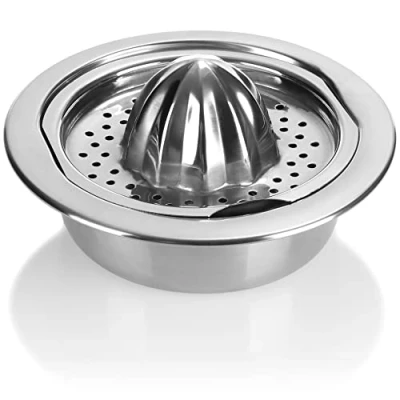 Imagen de COM FOUR® exprimidor de cítricos acero inoxidable frutas manual para la cocina (Prensa 1 pieza inoxidable)