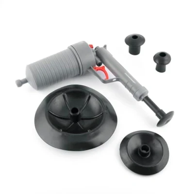 Imagen de InnovaGoods® Pistola desatascadora de aire comprimido universal con adaptadores Klingun, desatasca tuberías y desagües, diseño compacto ligero, ideal para el hogar