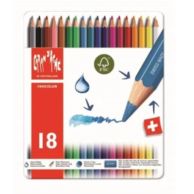 Imagen de Caran d&#039;ache FANCOLOR,Metalen doos, 18 kleuren