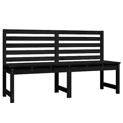 Imagen de vidaXL Banco de jardín Madera Maciza Pino Negro 157,5 cm, Exterior, Patio, Picnic, Parque, Porche,