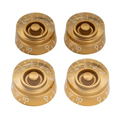 Imagen de Musiclily Pro Imperial Pulgadas Tamaño Botones de Potenciómetros Forma Cilíndrica Perillas para USA Guitarra Eléctrica Les Paul Style,Oro (Juego 4)