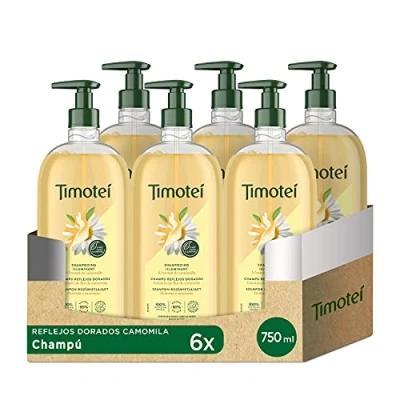Imagen de Timotei Champú para Cabello Rubio Reflejos Dorados con Extracto de Flor Camomila 750ml Pack 6