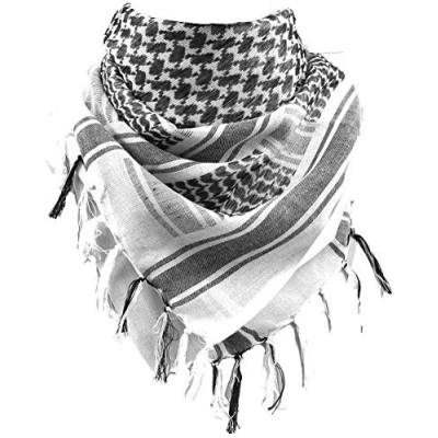 Imagen de FREE SOLDIER Bufanda Militar Shemagh Tactical Desert Keffiyeh de Cuello con Cabeza árabe Borla 43x43 Pulgadas,Blanco