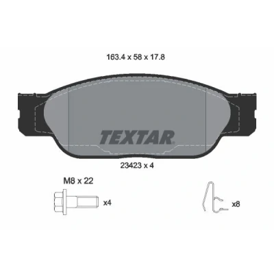 Imagen de TEXTAR 2342301 Juego de pastillas freno no preparado para indicador desgaste con tornillos pinza accesorios JAGUAR: S Type