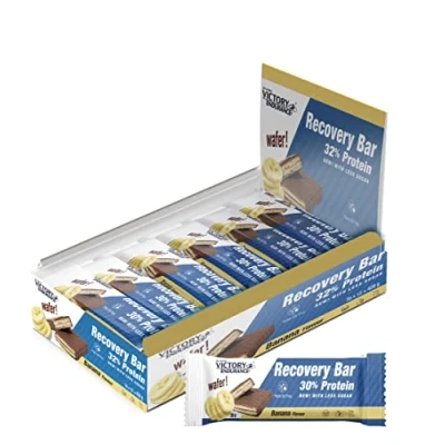 Imagen de VICTORY ENDURANCE Recovery Bar Sabor Plátano. Barrita recuperadora con 32% de proteína (12x35 g). Barquillo recubierto chocolate.