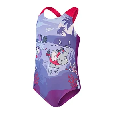 Imagen de Speedo Learn to Swim Printed Crossback Bañador Niñas, Magic Sangria/Sweet Taro/Hellium, 6 9 M