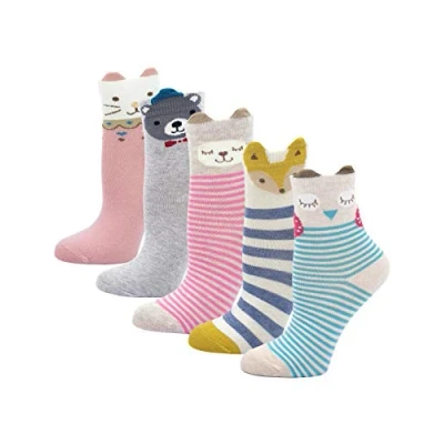 Imagen de PUTUO Calcetines de Algodón Niñas Navidad Térmicos, Niña Invierno Lindo Caliente Calcetines, 8 11 años, 5 pares