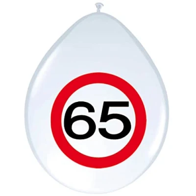 Imagen de Folat Señal De Tráfico Cumpleaños Globos 65 años 12In/30cm 8 Piezas