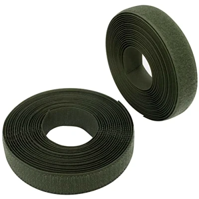 Imagen de AERZETIX C65943 Cinta/rollo de scratch 25mm 5 metros auto agarre organizador/sujetacables tira enganche bolsa prenda correa color: verde oliva en poliamida y poliéster
