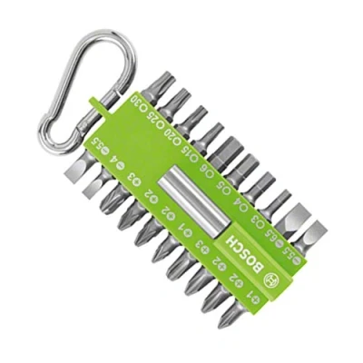 Imagen de Bosch Profesional Set de puntas 21 piezas (con soporte universal, mosquetón, accesorio para destornilladores eléctricos), Verde, Talla Unica
