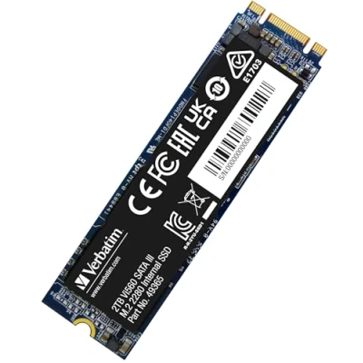 Imagen de Verbatim Vi560 S3 Unidad SSD Interna de 2 TB Almacenamiento Datos, Estado sólido con SATA III M.2 2280 y tecnología NAND 3D, Color Negro, Ideal para portátiles ultrabooks