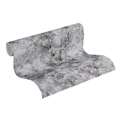 Imagen de Papel pintado Bosque New Walls Cosy &amp; Relax A.S. Création tejido no 10.05 m x 0.53 Gris Negro Blanco Fabricado en Alemania 374201 37420 1