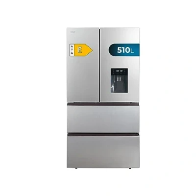 Imagen de Cecotec Frigorífico Puerta Francesa Inox con Dispensador de Agua 510 L Bolero CoolMarket FD WD E. 183 cm Alto, 84 Ancho, Motor Inverter Plus, Bajo Consumo, Total NoFrost