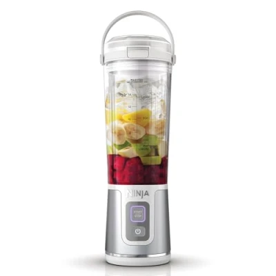 Imagen de Ninja Blast Batidora portátil, Vaso de 530 ml con tapa antigoteo y boquilla para sorber, Minibatidora sin cable, recargable, smoothies, batidos proteínas, pica hielo frutas congeladas, BC151EUWH