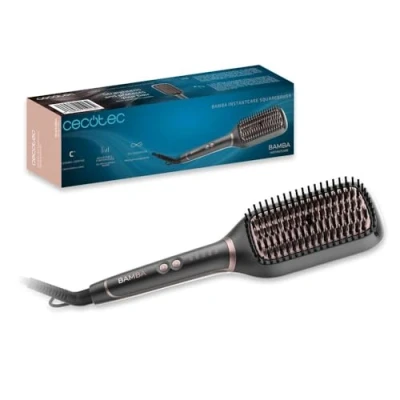 Imagen de Cecotec Cepillo Alisador Eléctrico Forma Cuadrada InstantCare SquareBrush. 50W, Temperatura Regulable (130 210ºC), Revestimiento de Cerámica, Generador Iones y Cable Giratorio 360º
