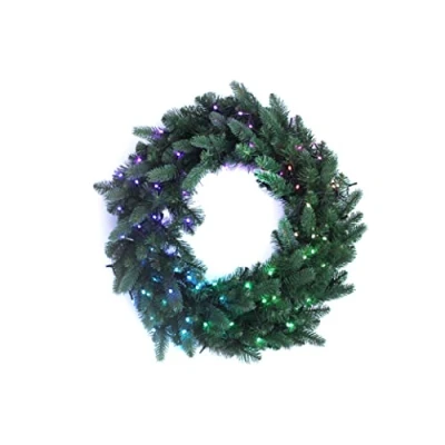 Imagen de Twinkly Corona de Puerta controlada con aplicación 50 RGB + LED Blancos, Cable Verde edición Especial decoración navideña para Interiores Generación II