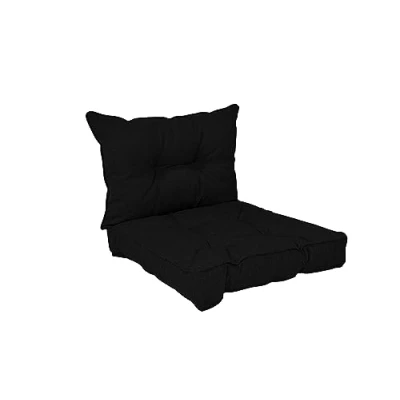Imagen de POKAR Cojines Lounge Exterior Cojin Asiento Muebles Jardín para Silla, Set de 2: 60x60x10 cm + Respaldo 60x40x10 cm, Negro