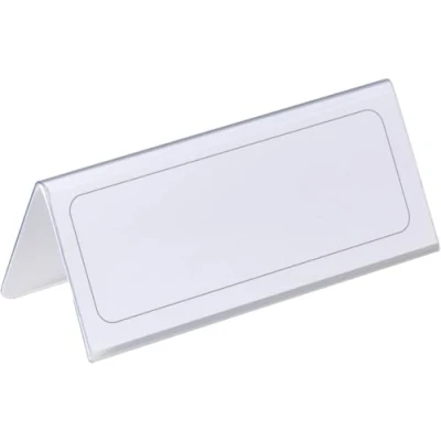 Imagen de Durable 805019 Portanombres de mesa 61/122 x 150 mm, transparente con incrustación papel blanco, 25 piezas