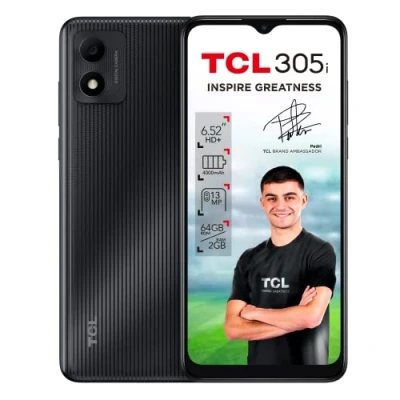 Imagen de TCL 305i Smartphone de 6.52&quot; HD+ con NXTVISION (MediaTek MT6739V, 2GB/64GB Ampliable MicroSD, Dual SIM, Cámaras 13MP+5MP, Batería 4000mAh, Android 11 Go Ed.) Negro